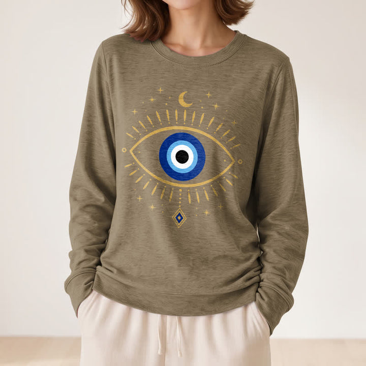 Olivenorma Soft Blend Evil Eye Moon Star Print Women's Long Sleeve Shirt - image 26