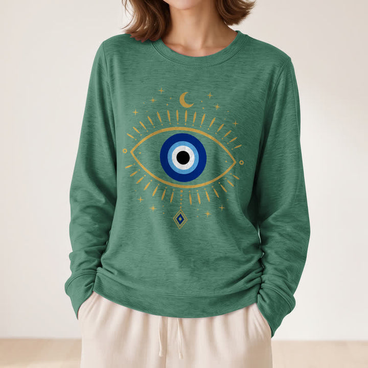 Olivenorma Soft Blend Evil Eye Moon Star Print Women's Long Sleeve Shirt - image 23