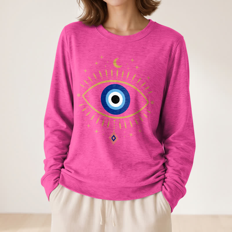 Olivenorma Soft Blend Evil Eye Moon Star Print Women's Long Sleeve Shirt - image 20