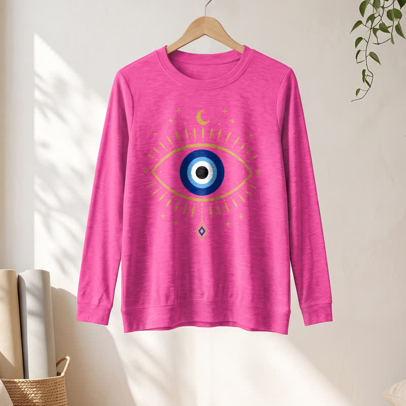 Olivenorma Soft Blend Evil Eye Moon Star Print Women's Long Sleeve Shirt - image 19