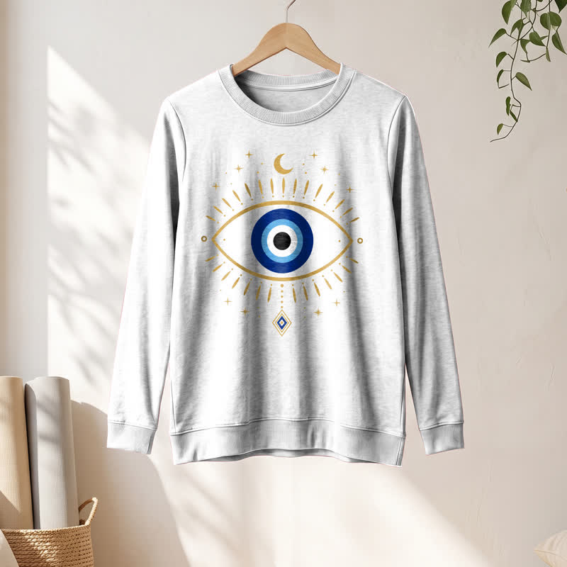 Olivenorma Soft Blend Evil Eye Moon Star Print Women's Long Sleeve Shirt - image 1