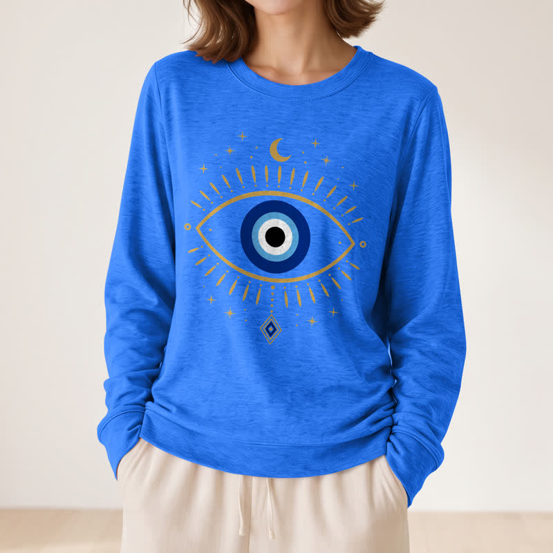 Olivenorma Soft Blend Evil Eye Moon Star Print Women's Long Sleeve Shirt - image 17