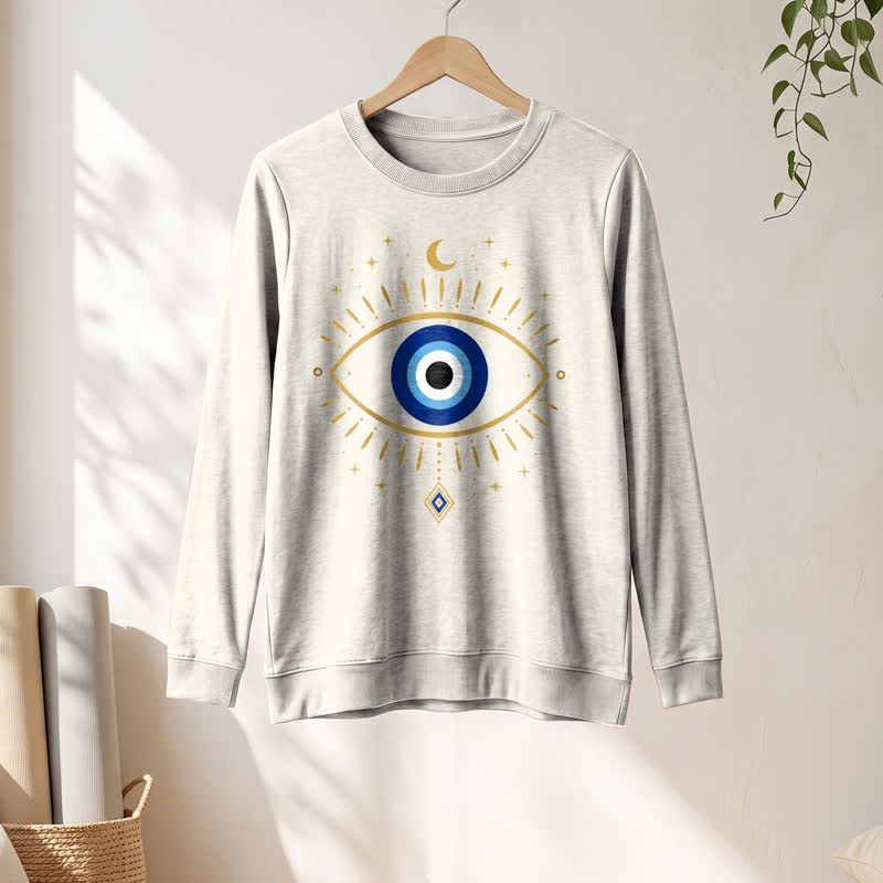 Olivenorma Soft Blend Evil Eye Moon Star Print Women's Long Sleeve Shirt - image 10