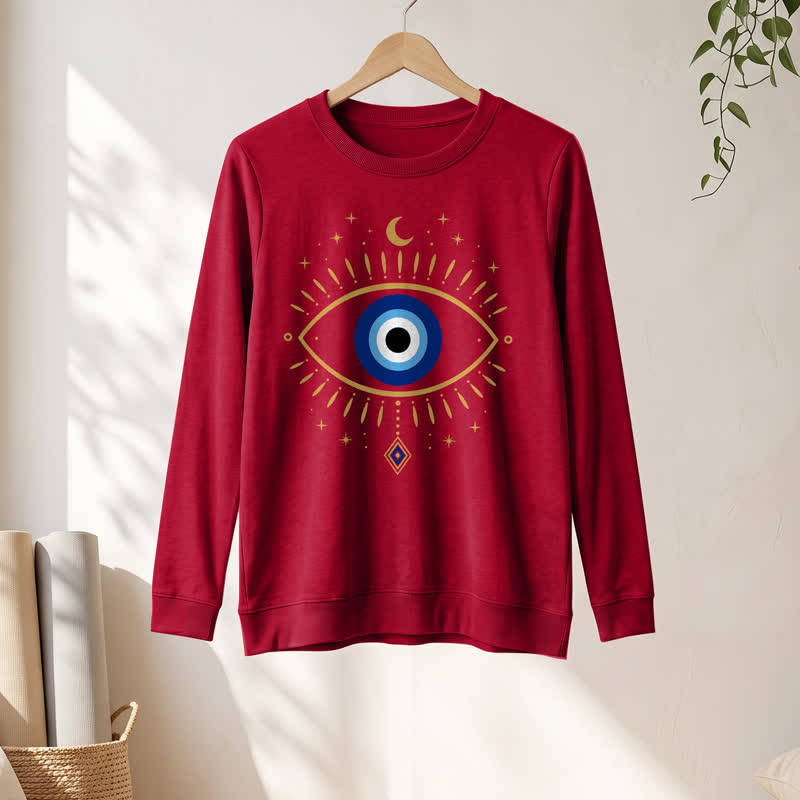 Olivenorma Soft Blend Evil Eye Moon Star Print Women's Long Sleeve Shirt - image 31