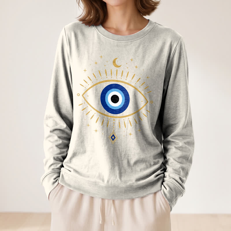 Olivenorma Soft Blend Evil Eye Moon Star Print Women's Long Sleeve Shirt - image 11