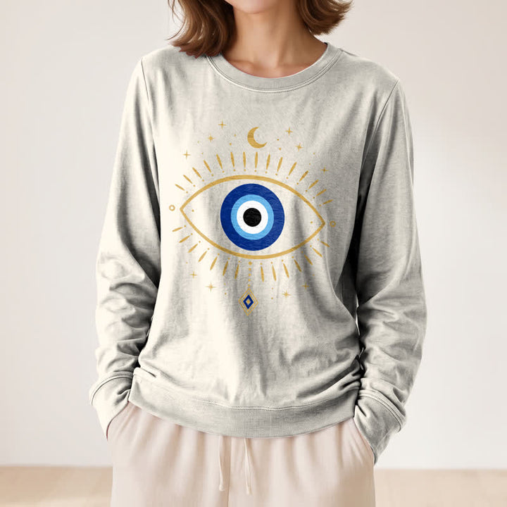 Olivenorma Soft Blend Evil Eye Moon Star Print Women's Long Sleeve Shirt - image 11