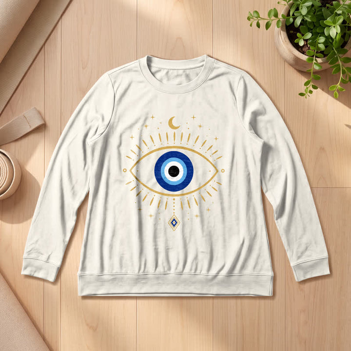 Olivenorma Soft Blend Evil Eye Moon Star Print Women's Long Sleeve Shirt - Sand Color - 2XL - image 9