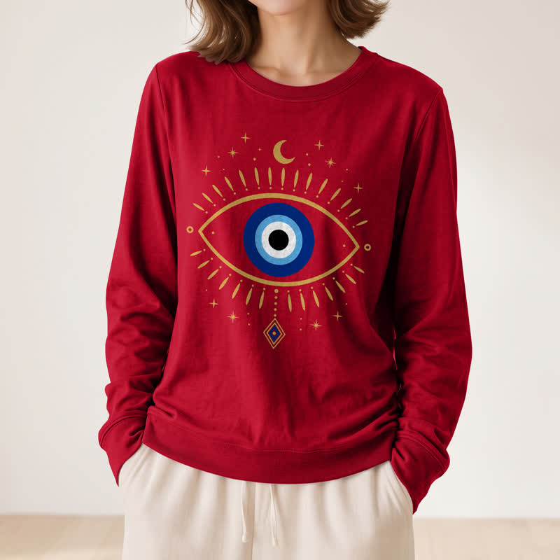 Olivenorma Soft Blend Evil Eye Moon Star Print Women's Long Sleeve Shirt - image 32