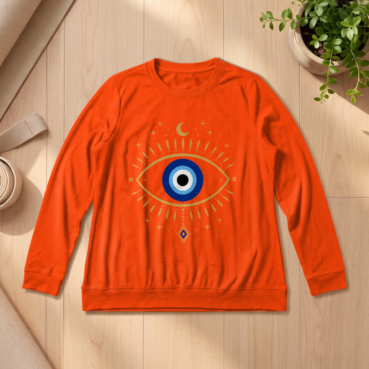 Olivenorma Soft Blend Evil Eye Moon Star Print Women's Long Sleeve Shirt - Orange - 2XL - image 27