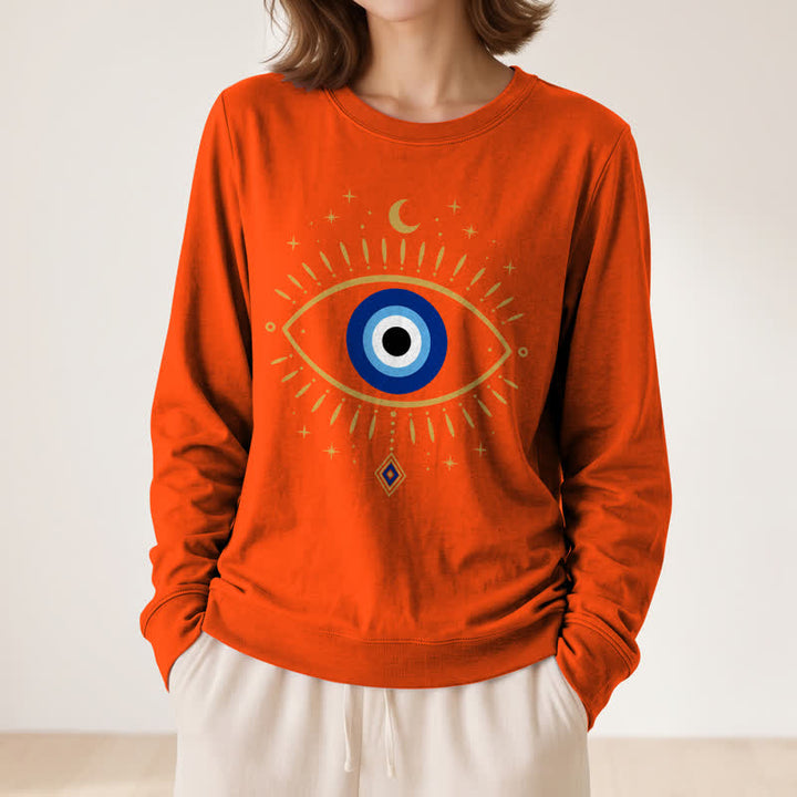 Olivenorma Soft Blend Evil Eye Moon Star Print Women's Long Sleeve Shirt - image 29