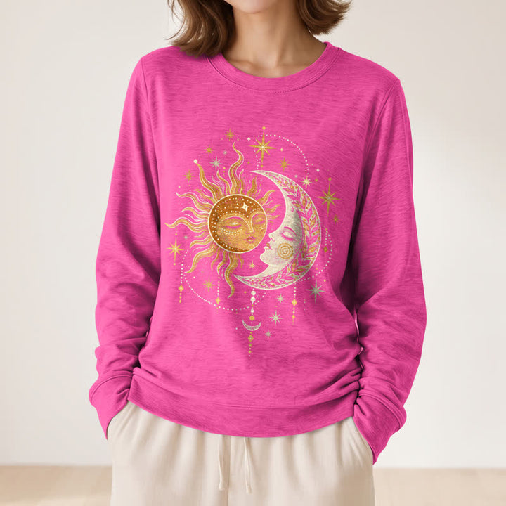 Olivenorma Soft Blend Sun Moon Face Star Print Women's Long Sleeve Shirt - image 20