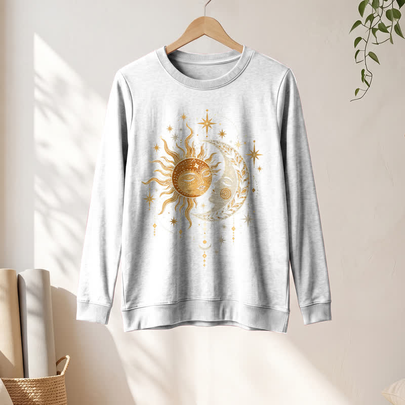 Olivenorma Soft Blend Sun Moon Face Star Print Women's Long Sleeve Shirt - image 4