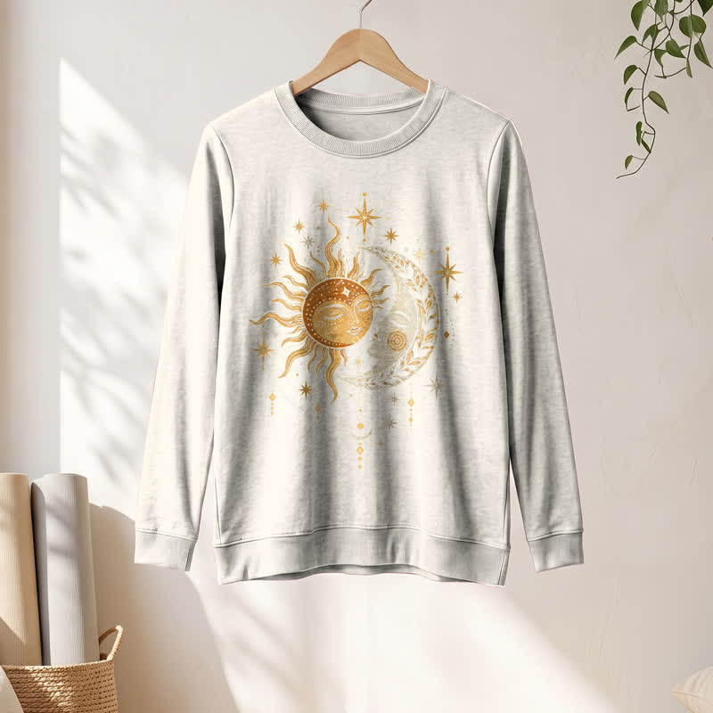 Olivenorma Soft Blend Sun Moon Face Star Print Women's Long Sleeve Shirt - image 10