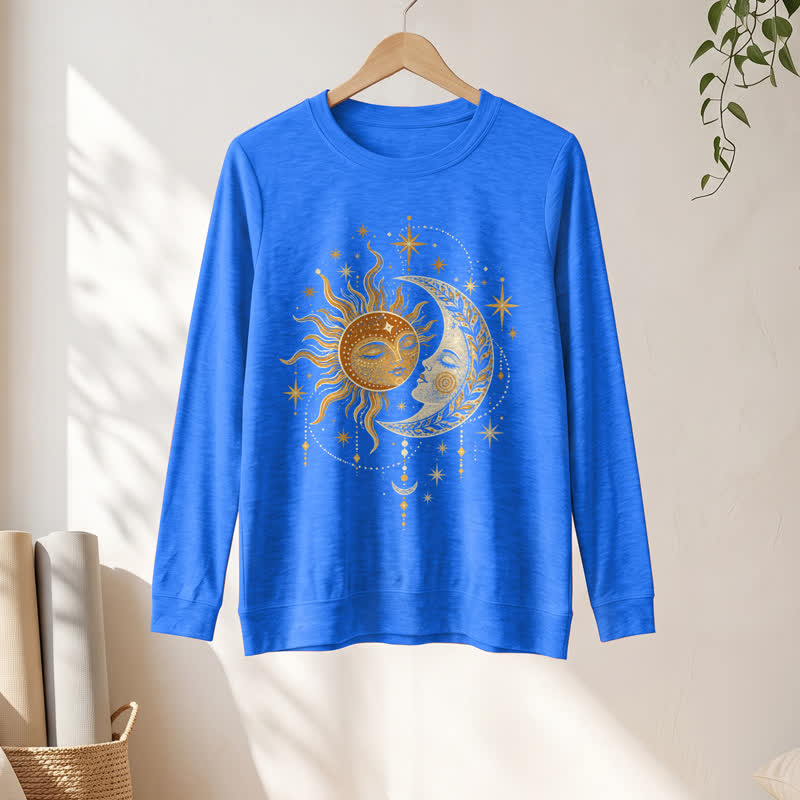 Olivenorma Soft Blend Sun Moon Face Star Print Women's Long Sleeve Shirt - image 16