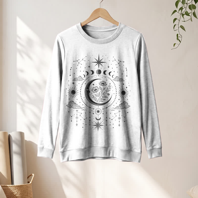Olivenorma Soft Blend Moon Floral Constellation Celestial Print Women's Long Sleeve Shirt - image 4