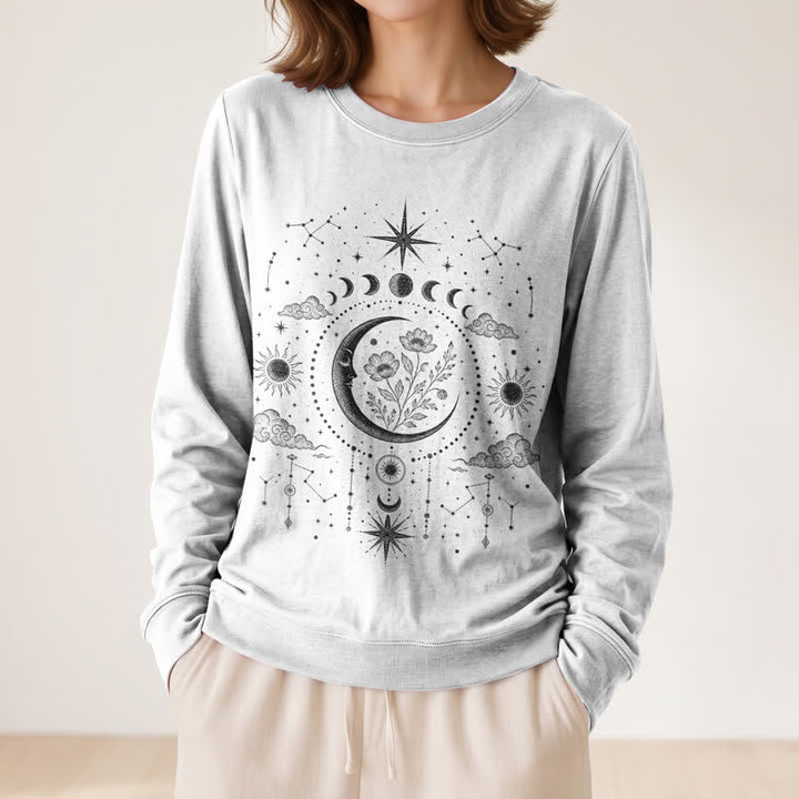 Olivenorma Soft Blend Moon Floral Constellation Celestial Print Women's Long Sleeve Shirt - image 5