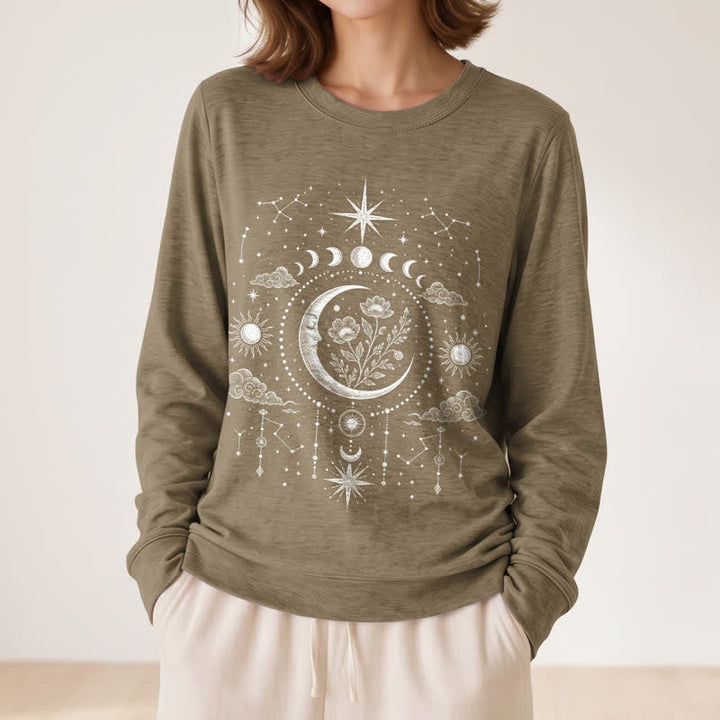Olivenorma Soft Blend Moon Floral Constellation Celestial Print Women's Long Sleeve Shirt - image 2