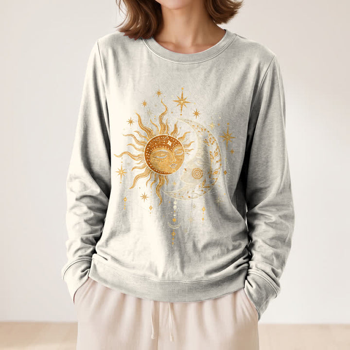 Olivenorma Soft Blend Sun Moon Face Star Print Women's Long Sleeve Shirt - image 11