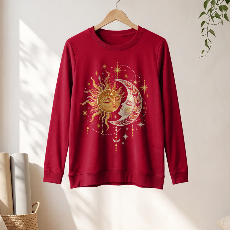 Olivenorma Soft Blend Sun Moon Face Star Print Women's Long Sleeve Shirt - image 31
