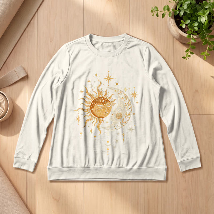 Olivenorma Soft Blend Sun Moon Face Star Print Women's Long Sleeve Shirt - Sand Color - 2XL - image 9