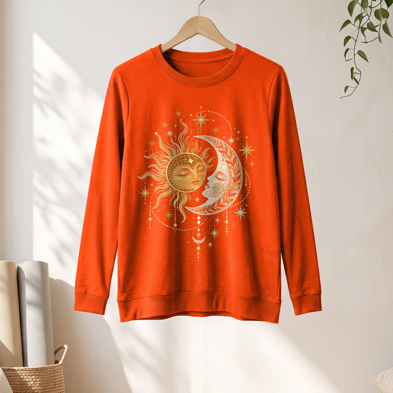 Olivenorma Soft Blend Sun Moon Face Star Print Women's Long Sleeve Shirt - image 28