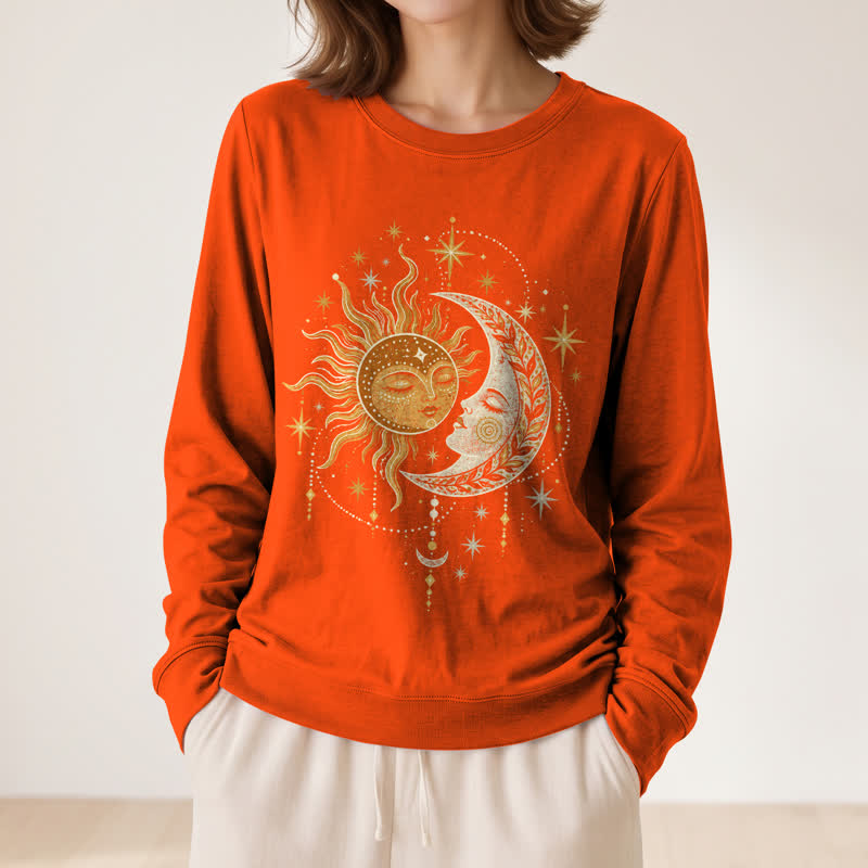 Olivenorma Soft Blend Sun Moon Face Star Print Women's Long Sleeve Shirt - image 29