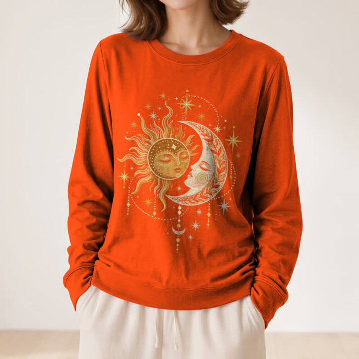 Olivenorma Soft Blend Sun Moon Face Star Print Women's Long Sleeve Shirt - image 29