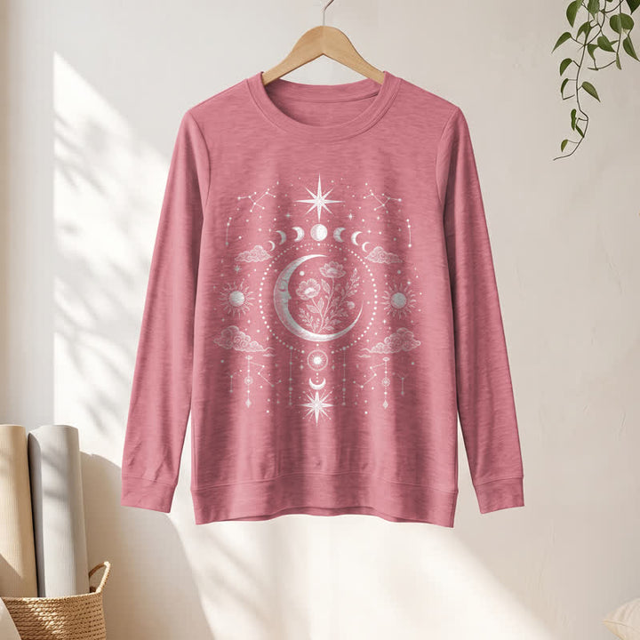 Olivenorma Soft Blend Moon Floral Constellation Celestial Print Women's Long Sleeve Shirt - image 10
