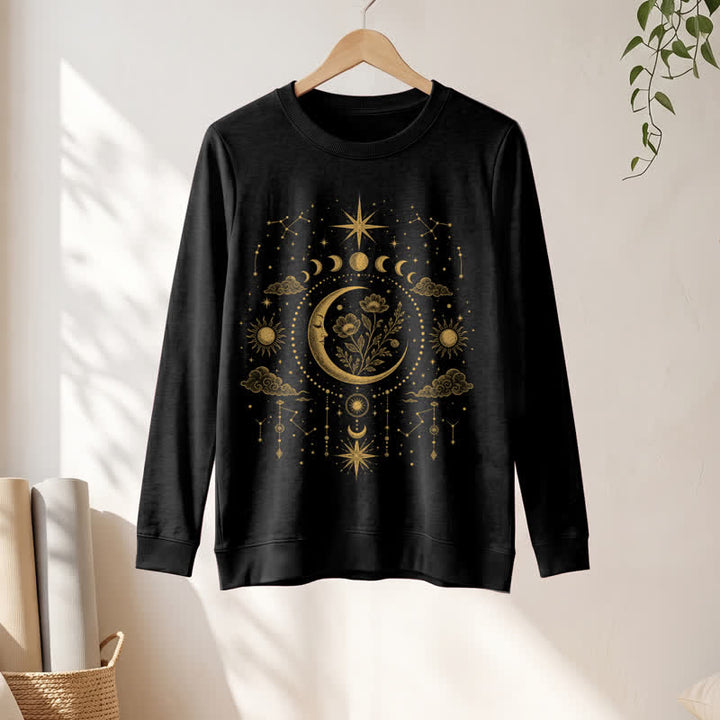 Olivenorma Soft Blend Moon Floral Constellation Celestial Print Women's Long Sleeve Shirt - image 7
