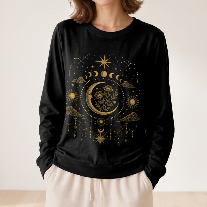 Olivenorma Soft Blend Moon Floral Constellation Celestial Print Women's Long Sleeve Shirt - image 8