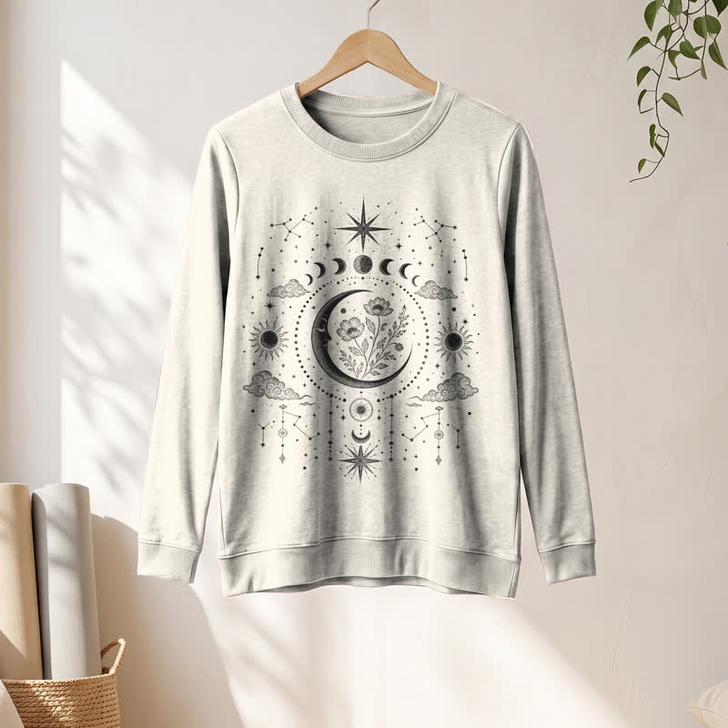Olivenorma Soft Blend Moon Floral Constellation Celestial Print Women's Long Sleeve Shirt - image 13