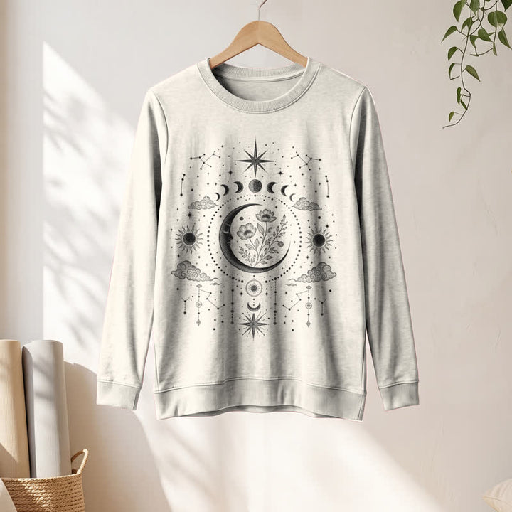 Olivenorma Soft Blend Moon Floral Constellation Celestial Print Women's Long Sleeve Shirt - image 13
