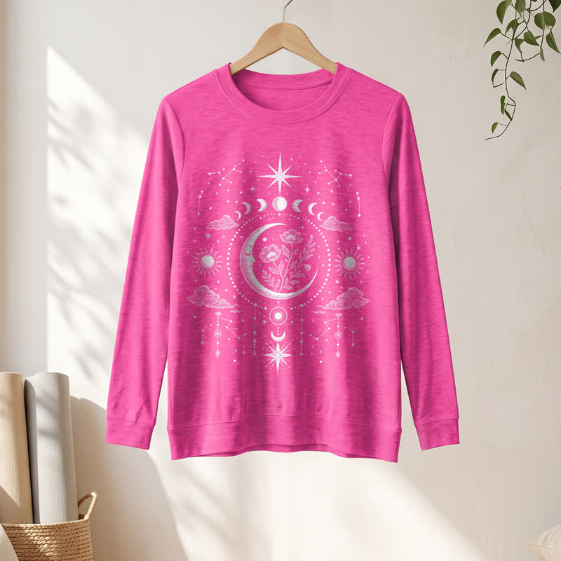 Olivenorma Soft Blend Moon Floral Constellation Celestial Print Women's Long Sleeve Shirt - image 22
