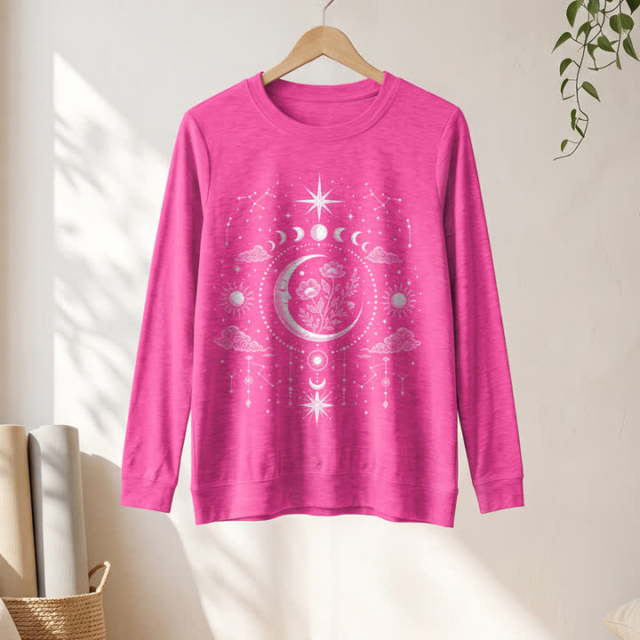 Olivenorma Soft Blend Moon Floral Constellation Celestial Print Women's Long Sleeve Shirt - image 22
