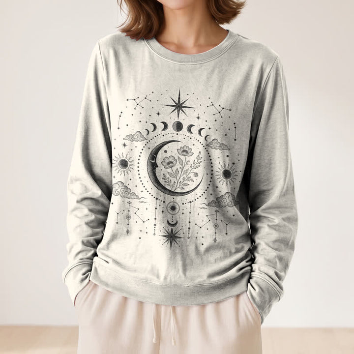 Olivenorma Soft Blend Moon Floral Constellation Celestial Print Women's Long Sleeve Shirt - image 14