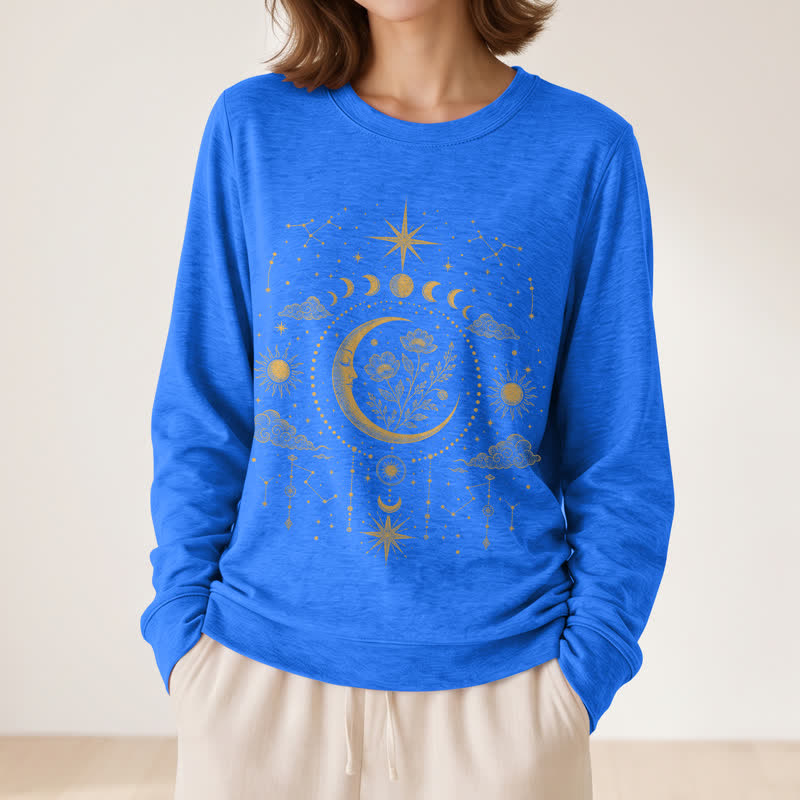 Olivenorma Soft Blend Moon Floral Constellation Celestial Print Women's Long Sleeve Shirt - image 20