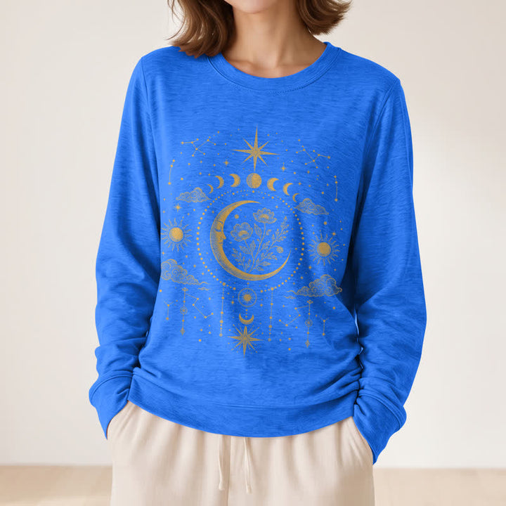 Olivenorma Soft Blend Moon Floral Constellation Celestial Print Women's Long Sleeve Shirt - image 20