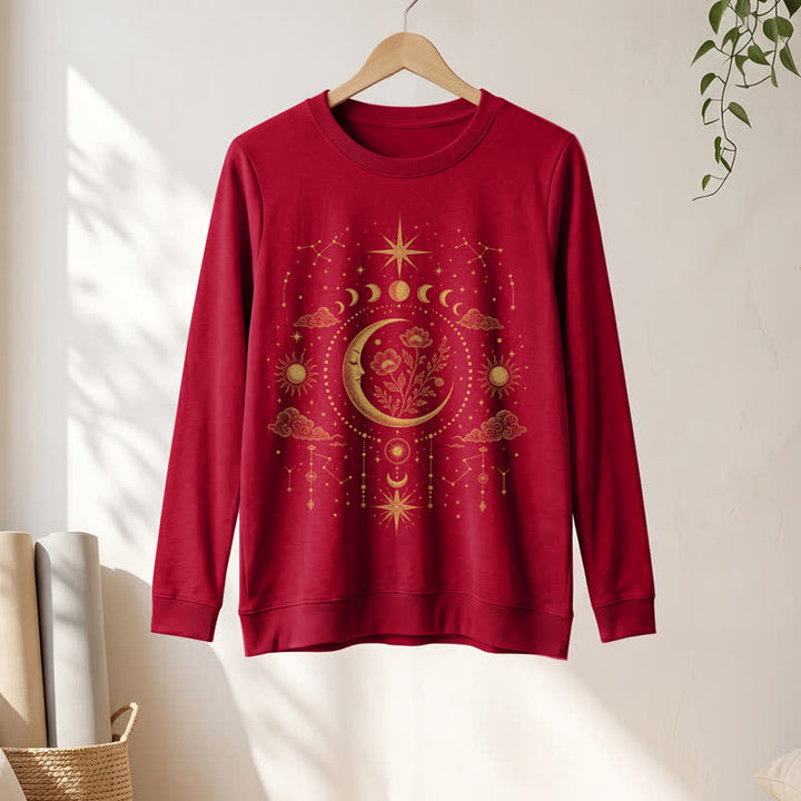 Olivenorma Soft Blend Moon Floral Constellation Celestial Print Women's Long Sleeve Shirt - image 31