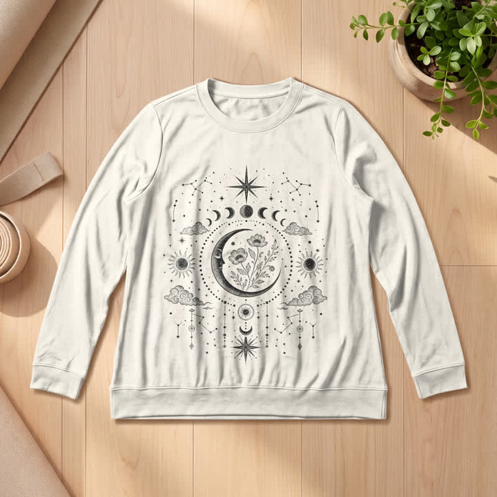 Olivenorma Soft Blend Moon Floral Constellation Celestial Print Women's Long Sleeve Shirt - Sand Color - 2XL - image 12