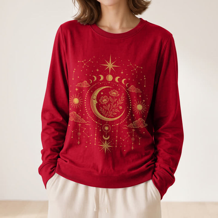 Olivenorma Soft Blend Moon Floral Constellation Celestial Print Women's Long Sleeve Shirt - image 32