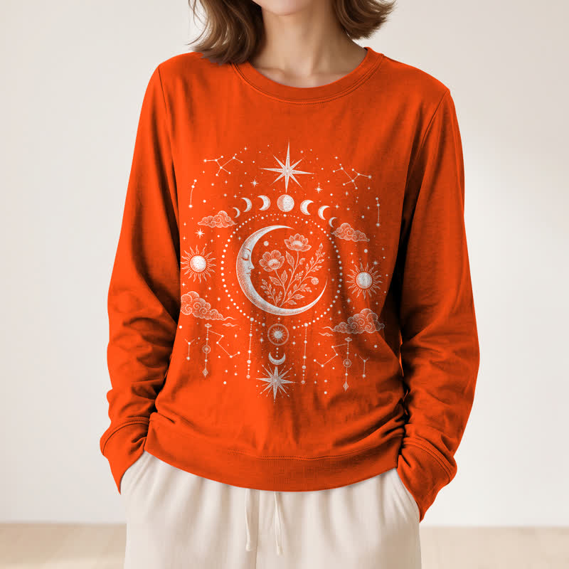 Olivenorma Soft Blend Moon Floral Constellation Celestial Print Women's Long Sleeve Shirt - image 29