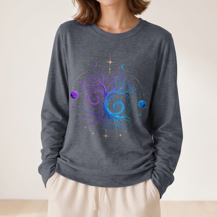 Olivenorma Soft Blend Yin Yang Tree of Life Cosmic Planet Print Women's Long Sleeve Shirt - image 17