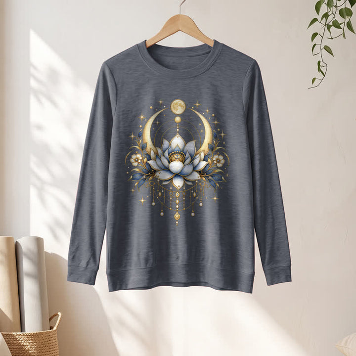 Olivenorma Soft Blend Lotus Moon Star Bead Celestial Print Women's Long Sleeve Shirt - image 13
