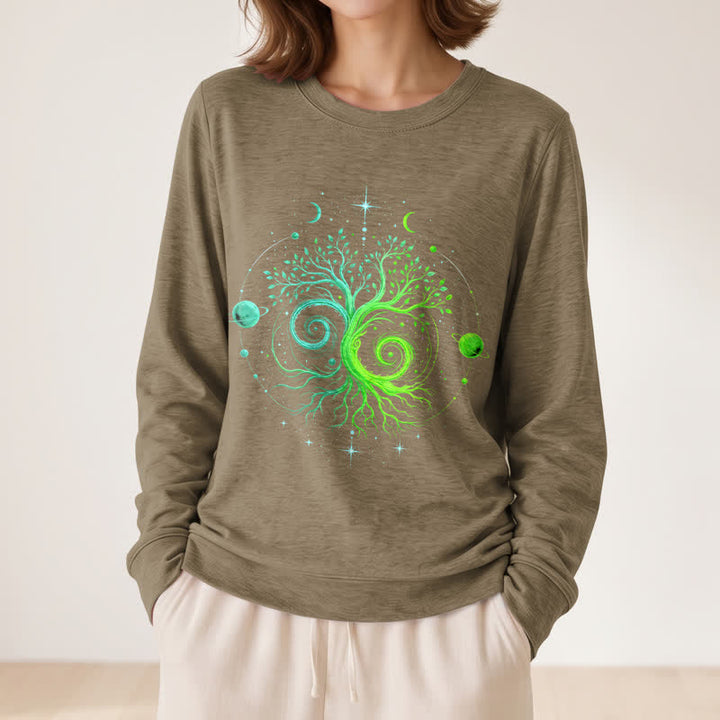 Olivenorma Soft Blend Yin Yang Tree of Life Cosmic Planet Print Women's Long Sleeve Shirt - image 26