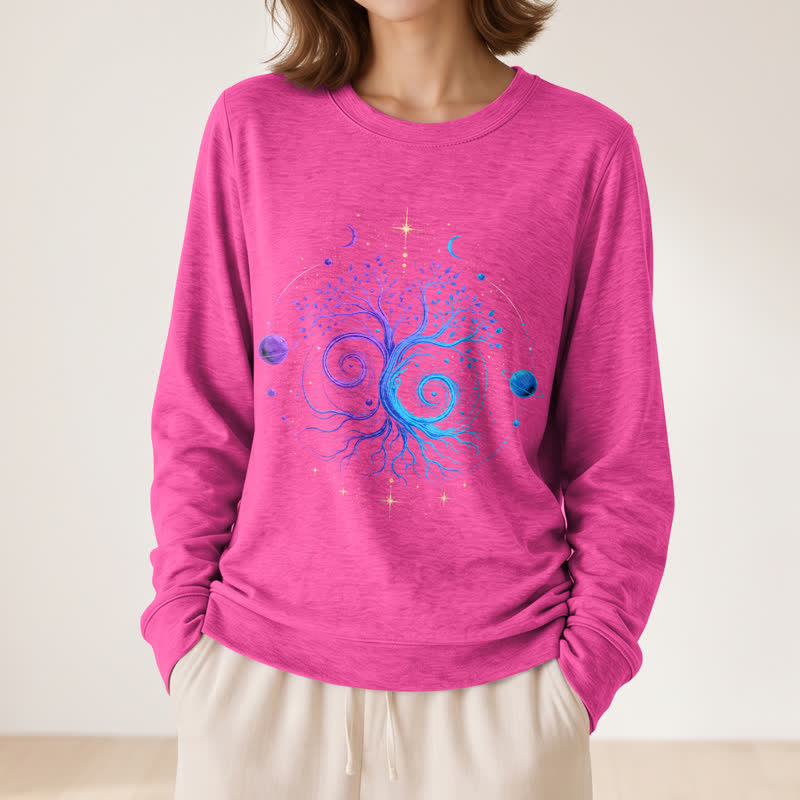 Olivenorma Soft Blend Yin Yang Tree of Life Cosmic Planet Print Women's Long Sleeve Shirt - image 23