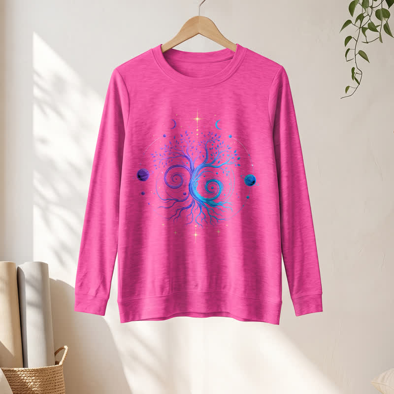 Olivenorma Soft Blend Yin Yang Tree of Life Cosmic Planet Print Women's Long Sleeve Shirt - image 22