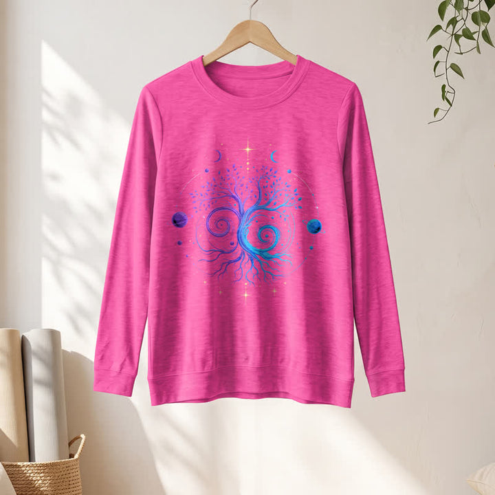 Olivenorma Soft Blend Yin Yang Tree of Life Cosmic Planet Print Women's Long Sleeve Shirt - image 22