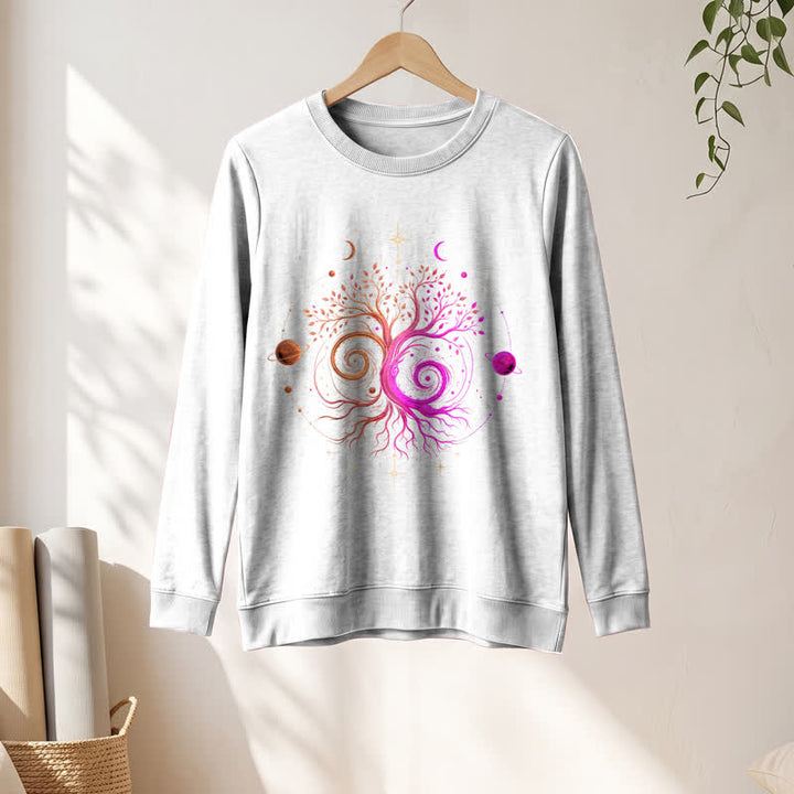 Olivenorma Soft Blend Yin Yang Tree of Life Cosmic Planet Print Women's Long Sleeve Shirt - image 4