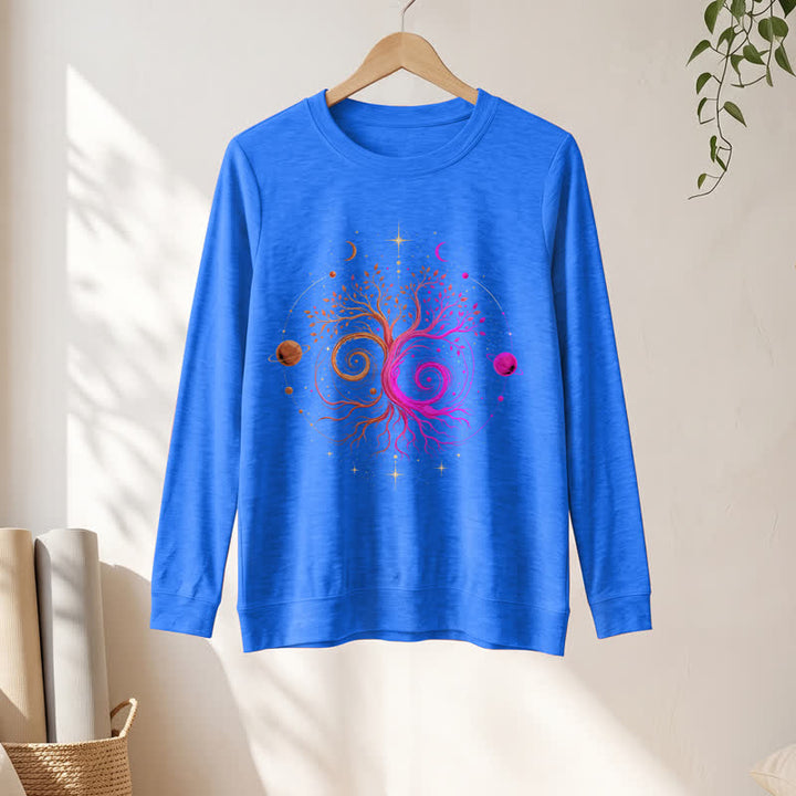 Olivenorma Soft Blend Yin Yang Tree of Life Cosmic Planet Print Women's Long Sleeve Shirt - image 19
