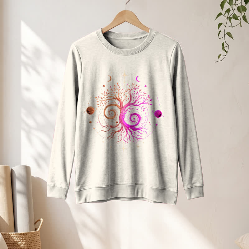 Olivenorma Soft Blend Yin Yang Tree of Life Cosmic Planet Print Women's Long Sleeve Shirt - image 13